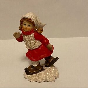 Vintage Style Ice Skating Girl Figurine Christmas Decor Nostalgic